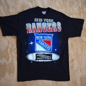 LG VTG NY rangers black t shirt with graphics